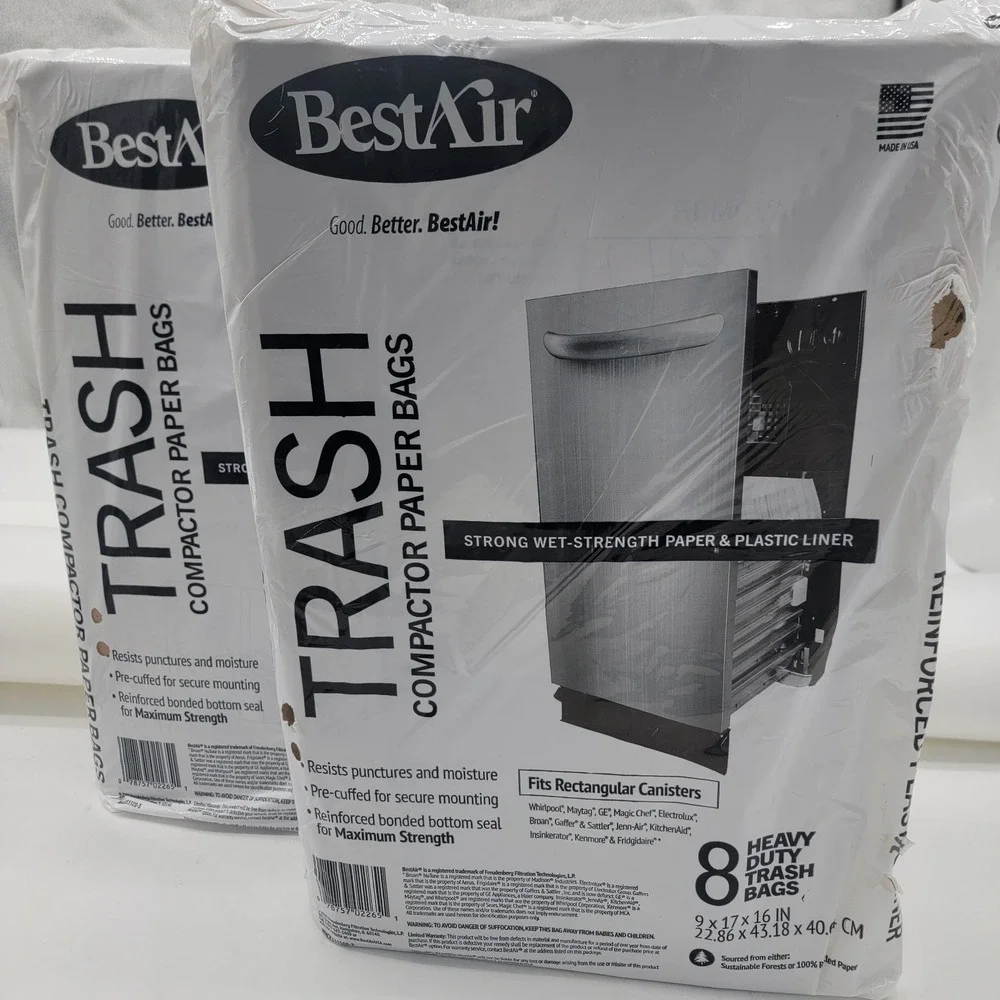16 Pre-Cuffed Heavy-Duty Paper Trash Compactor Bags for Whirlpool GE & more!